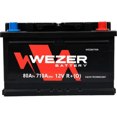 Автомобильный аккумулятор Wezer 710A R+ (80 А/ч)