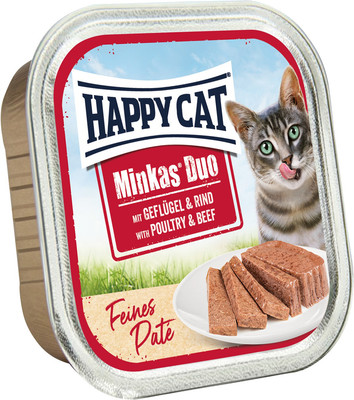 Влажный корм для кошек Happy Cat Minkas Duo Паштет из птицы и говядины (100г)