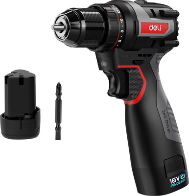 Профессиональная дрель-шуруповерт Deli RS EDE-DZ16-1D2 (16В, 45Нм, 2 АКБ 2Ач, сумка)