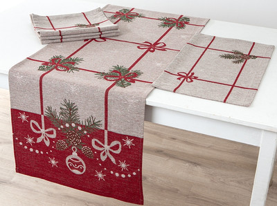 Комплект столового белья Pole Kvetak (Беларускі лён) 45x155 24С84-ШР/уп + 4 салф. 30x48 (80 Январь/сорт 1)