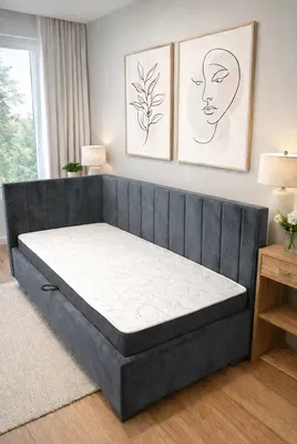 Односпальная кровать Elmax Ровена 90x200  (Glory 23, серый графит)