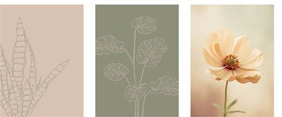 Постеры Вещицы Нежность Sof-06 (3шт, бежевый)