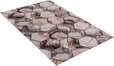 Коврик Shahintex Icarpet Print антискользящий 105 Соты Мрамор 60x100 / 839858 (бежевый)
