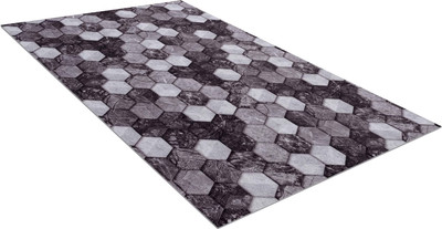 Коврик Shahintex Icarpet Print антискользящий 128 Соты Мрамор 80x120 / 840113 (черный/серый)