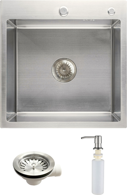 Мойка кухонная AKS Квадратная одночашевая 50x50 / 106 640 (сатин)