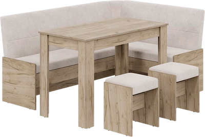 Обеденная группа ТриЯ Пекин (дуб крафт серый/микровелюр Duna Brilliant)