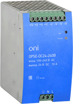 Блок питания на DIN-рейку ONI 220В AC/24В DC 20А 480Вт / OPSE-DC24-480B