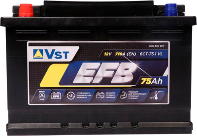 Автомобильный аккумулятор VST 710A L+ / EFB 6СТ-75 (75 А/ч)