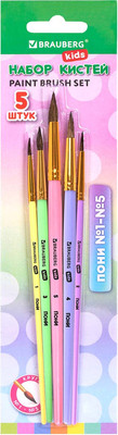 Набор кистей Brauberg Kids. Пони / 201072 (5шт)