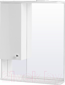 Шкаф с зеркалом для ванной СанитаМебель Камелия-11.60 Д2 (левый, белый)