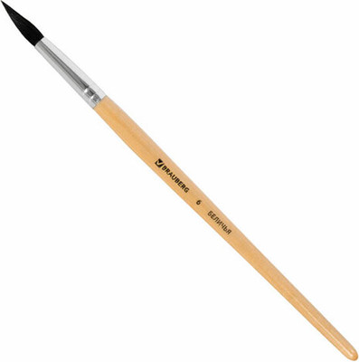 Кисть для рисования Brauberg Белка №6 / 200183 (круглая)