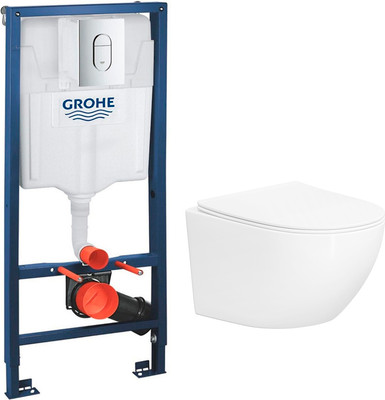 Унитаз подвесной с инсталляцией Lauter Sulzdorf + GROHE Rapid SL 39504000 (белый с микролифтом)