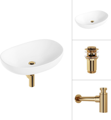 Умывальник Lauter 21502 + клапан 21190G + сифон 21635G (золото)