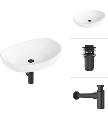 Умывальник Lauter 21502 + клапан 21190B + сифон 21635B (черный матовый)