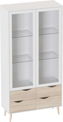 Шкаф с витриной Мебельград Соната двухстворчатый (белый фон/дуб сонома)