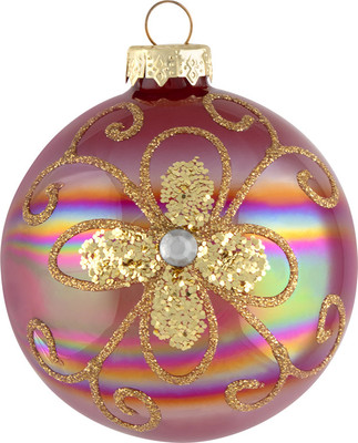 Шар новогодний Волшебная страна Цветок / 108542 (бордовый перламутр)