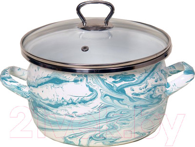 Кастрюля Сантэкс Шейк 1-2415111 (белый/бирюзовый)