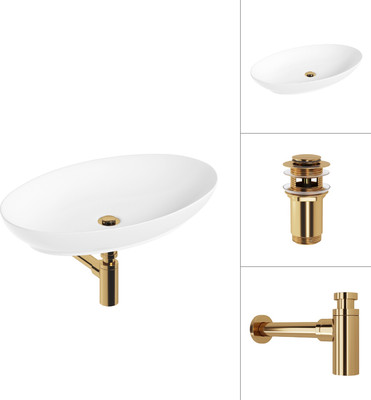 Умывальник Lauter 21571 + клапан 21190G + сифон 21635G (золото)