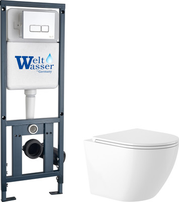Унитаз подвесной с инсталляцией Saniteco KW-9003W + 410 + 410 SE CR
