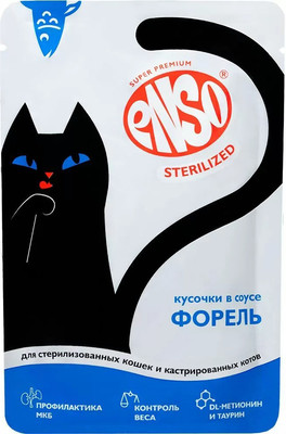 Влажный корм для кошек ENSO Sterilized форель 020/309372 (85г)