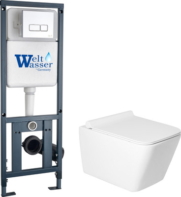 Унитаз подвесной с инсталляцией Saniteco KW-9004W + 410 + 410 SE CR