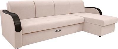 Диван угловой Сириус Лидер-1 c оттоманкой ППУ 300x165 (Eva 01 велюр белый)