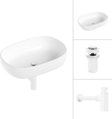 Умывальник Lauter 21836 + клапан 21190W + сифон 21635W (белый матовый)