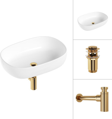 Умывальник Lauter 21836 + клапан 21190G + сифон 21635G (золото)