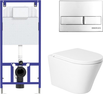 Унитаз подвесной с инсталляцией Saniteco KW-9005W + 525 040000 + L3 040013