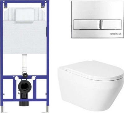 Унитаз подвесной с инсталляцией Saniteco KW-9009W + 525 040000 + L3 040013