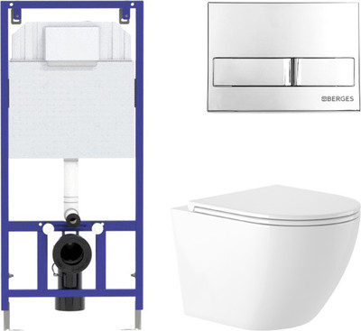 Унитаз подвесной с инсталляцией Saniteco KW-9003W + 525 040000 + L3 040013