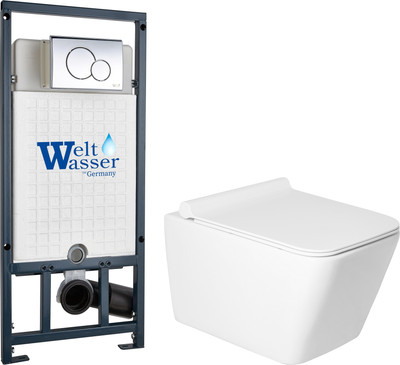 Унитаз подвесной с инсталляцией Saniteco KW-9004W + Marberg 507 + Marberg 507 RD CR