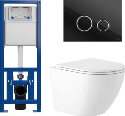 Унитаз подвесной с инсталляцией Saniteco KW-9003W + 64117 + S-IN-MZ-LINK_PRO