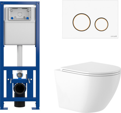 Унитаз подвесной с инсталляцией Saniteco KW-9003W + 63535 + S-IN-MZ-LINK_PRO