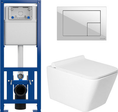 Унитаз подвесной с инсталляцией Saniteco KW-9004W + 64077 + S-IN-MZ-LINK_PRO