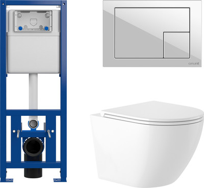 Унитаз подвесной с инсталляцией Saniteco KW-9003W  + 64077 + S-IN-MZ-LINK_PRO