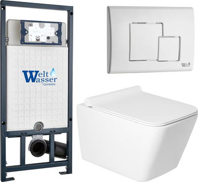 Унитаз подвесной с инсталляцией Saniteco KW-9004W + Marberg 507 SE GL-WT + Marberg 507