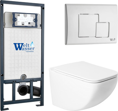 Унитаз подвесной с инсталляцией Saniteco KW-99048 + Marberg 507 SE GL-WT + Marberg 507