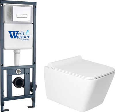 Унитаз подвесной с инсталляцией Saniteco KW-9004W + Marberg 410 SE CR + Marberg 410