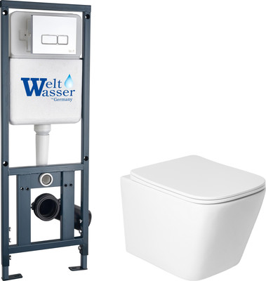 Унитаз подвесной с инсталляцией Saniteco KW-9004WS + Marberg 410 SE CR + Marberg 410