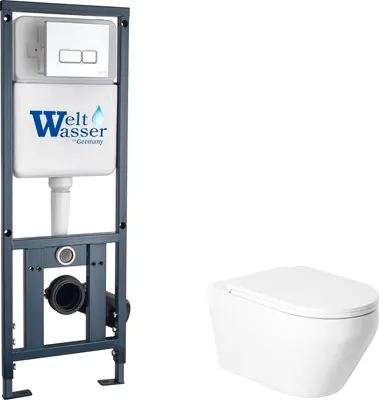 Унитаз подвесной с инсталляцией Saniteco KW-9009W + Marberg 410 SE CR + Marberg 410