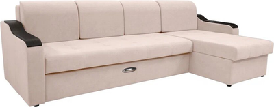 Диван угловой Сириус Лидер-3 с оттоманкой ППУ 300x165 (Eva 01 велюр белый)