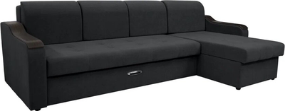 Диван угловой Сириус Лидер-3 с оттоманкой ППУ 300x165 (Eva 11 велюр черный)