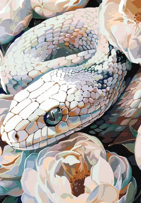 Картина по номерам Red Panda Белая змея на белых пионах p56300