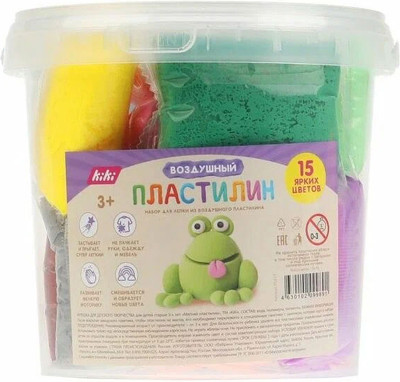 Пластилин легкий Kiki PL017 (15цв)
