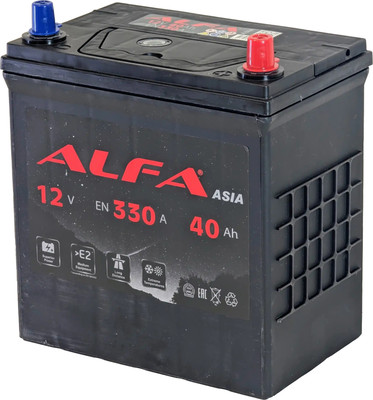 Автомобильный аккумулятор ALFA battery Asia 40 JR 330A (40 А/ч)