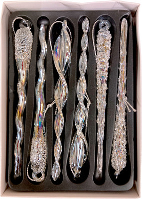 Набор елочных игрушек GreenTerra Сосулька / 6142 (6шт)