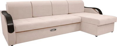 Диван угловой Сириус Лидер-6 с оттоманкой ППУ 300x165 (Eva 01 велюр белый)