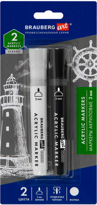 Набор маркеров Brauberg Art / 152529 (2шт, черный/белый)