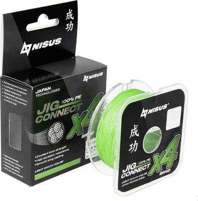 Леска плетеная Nisus JIG Connect X4 PE Light Green 1.2 0.18mm / T-N-JC-X4-0.18-150-LG (150м)